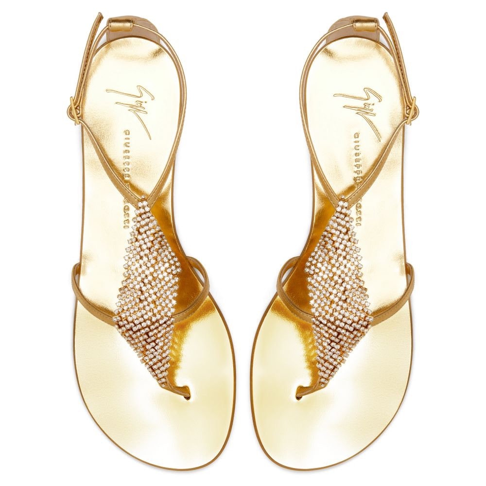 giuseppe zanotti NIB gold leather & crystal sandal - Picture 4 of 14